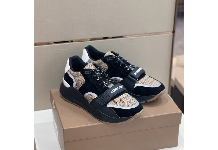 Bur*berry Vintage Check, Leather and Mesh Sneakers