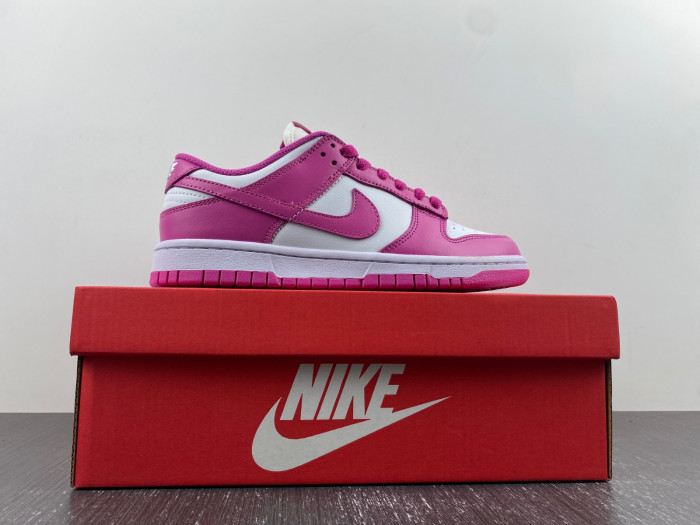 nike dunk low active fuchsia pink white gs fj0704-100