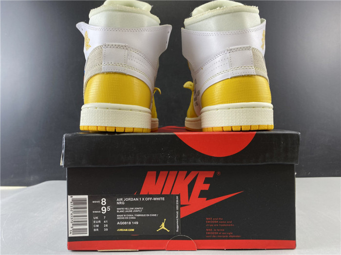 off white x air jordan 1 retro high og "canary yellow" aq0818-149