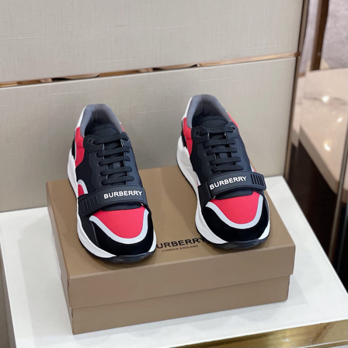 B**rry vintage check, leather and mesh sneakers