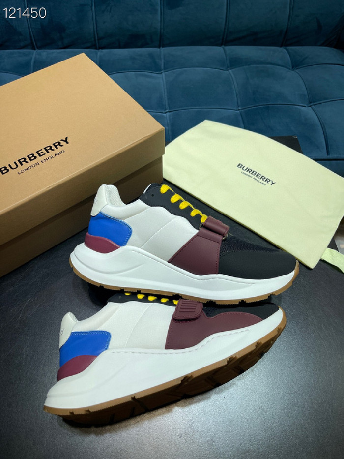 B**rry vintage check, leather and mesh sneakers