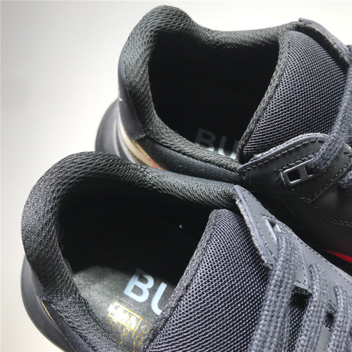 B**rry vintage check, leather and mesh sneakers