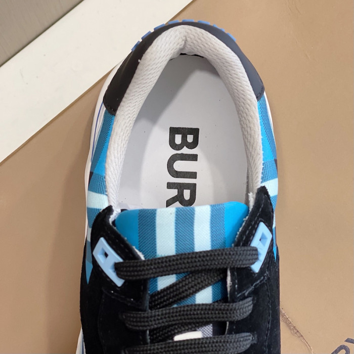 B**rry vintage check, leather and mesh sneakers