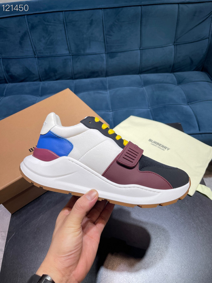 B**rry vintage check, leather and mesh sneakers