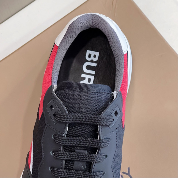 B**rry vintage check, leather and mesh sneakers