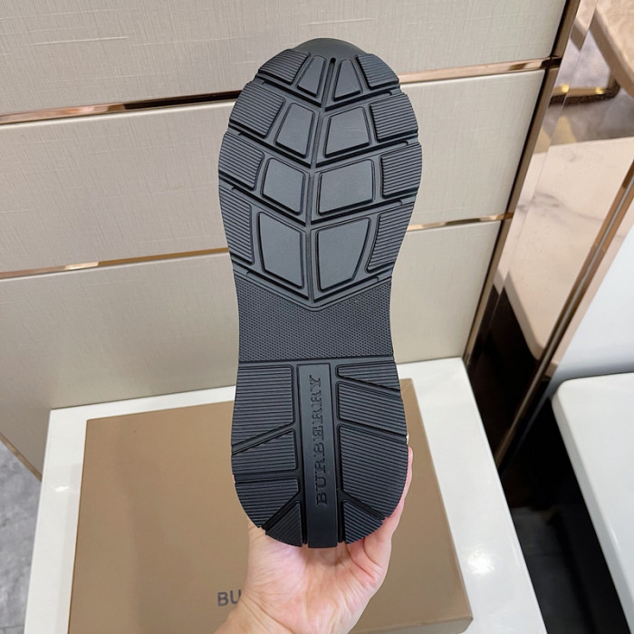 B**rry vintage check, leather and mesh sneakers