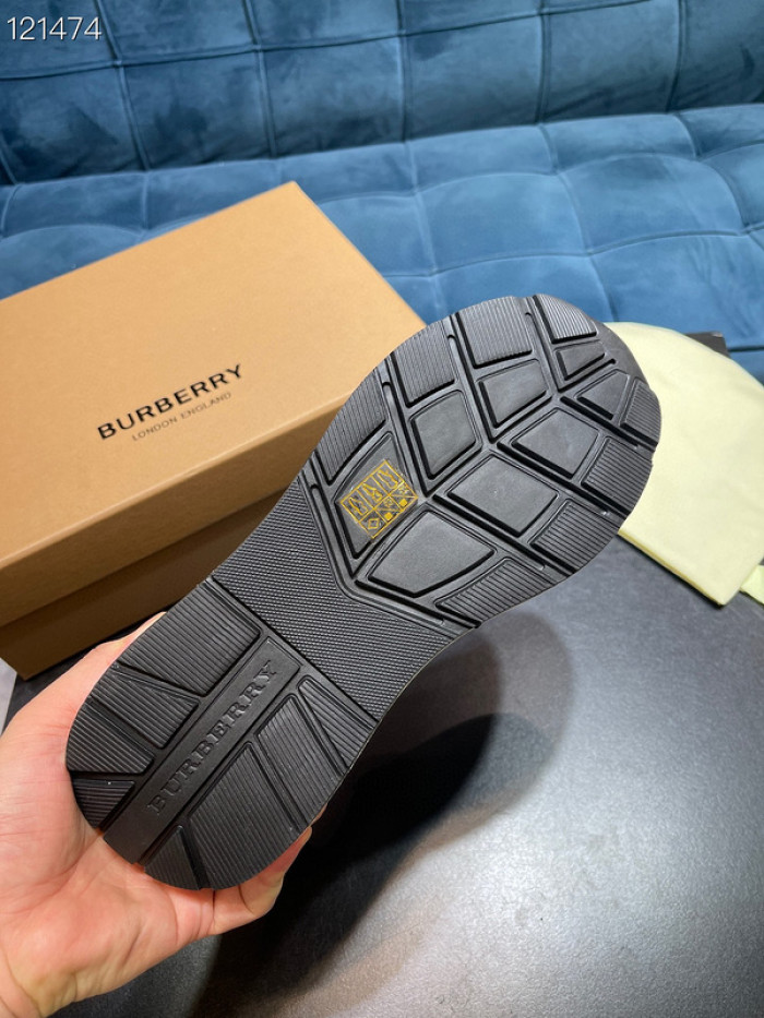 B**rry vintage check, leather and mesh sneakers