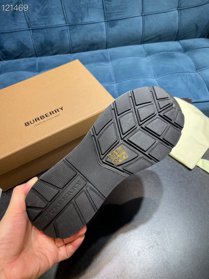 B**rry vintage check, leather and mesh sneakers