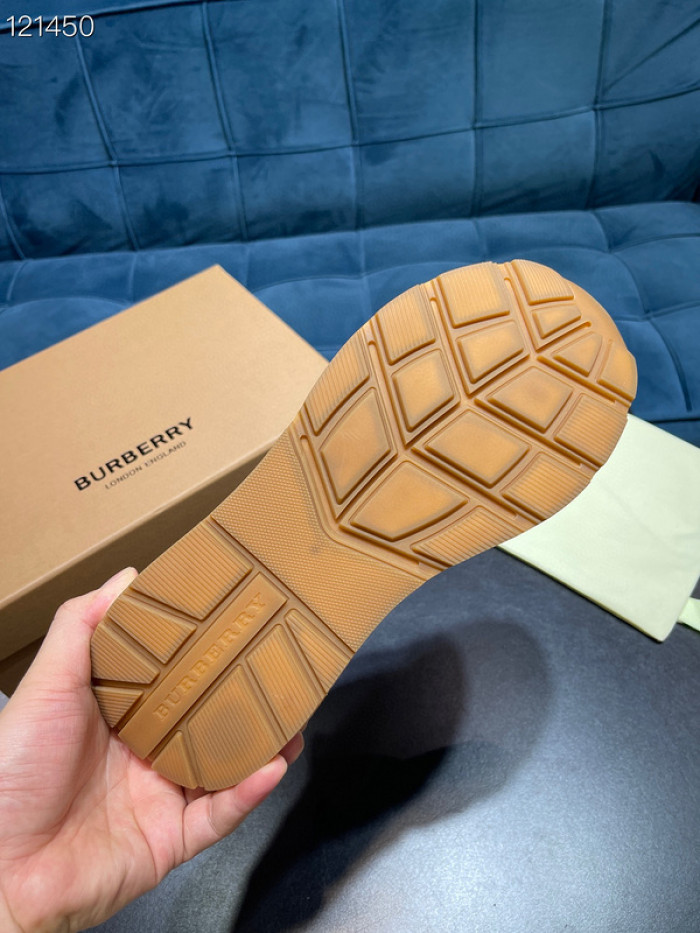 B**rry vintage check, leather and mesh sneakers