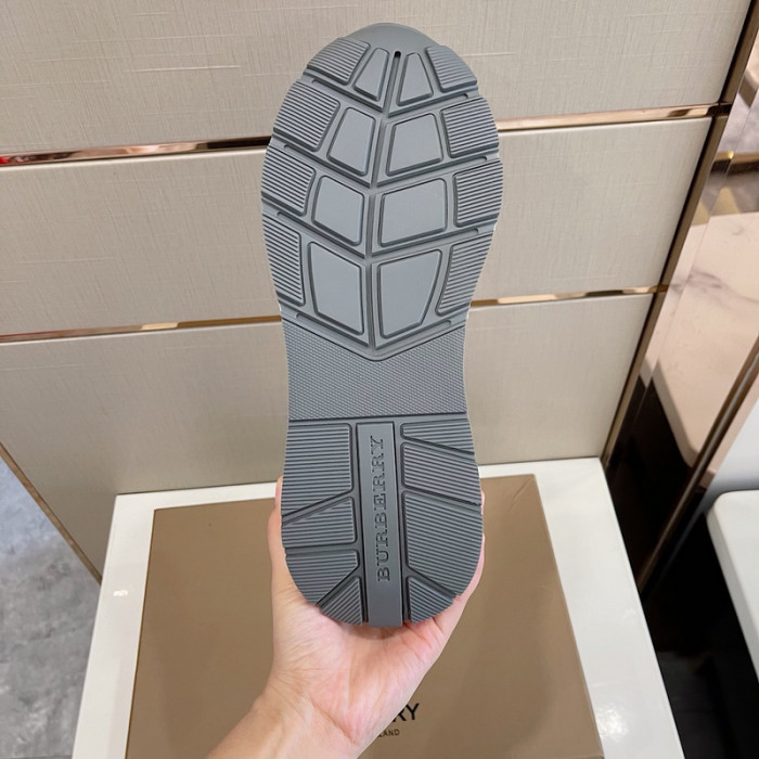 B**rry vintage check, leather and mesh sneakers