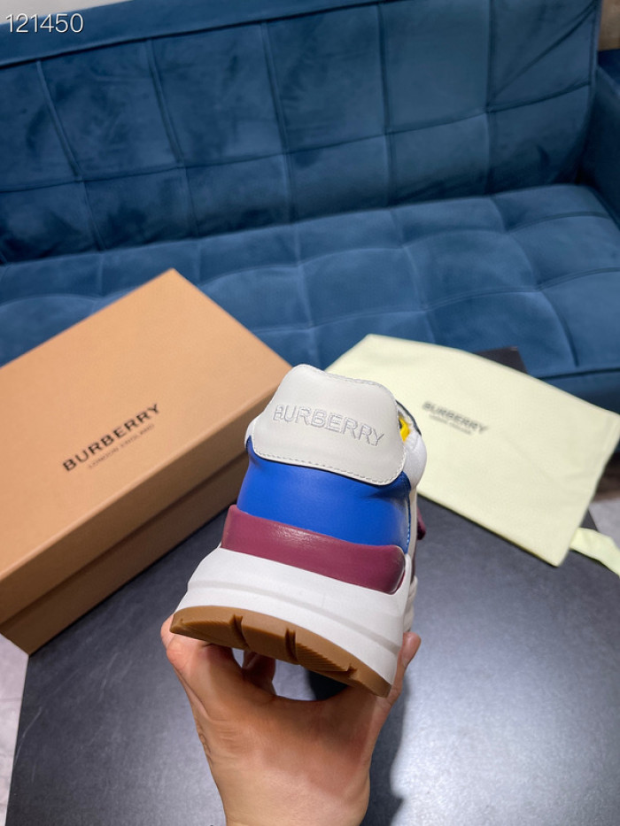 B**rry vintage check, leather and mesh sneakers