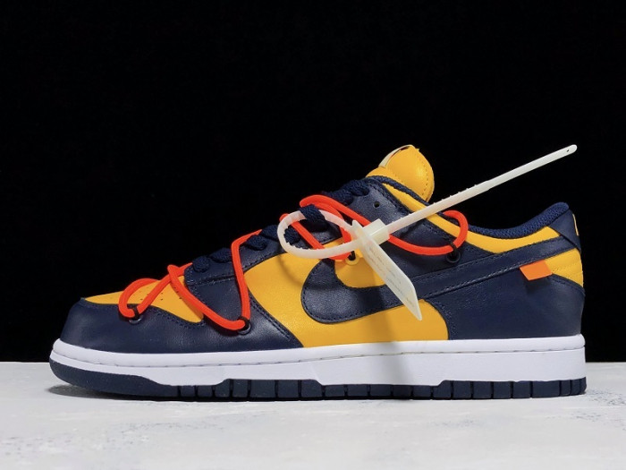 off white nike dunk low university gold midnight navy ct0856-700