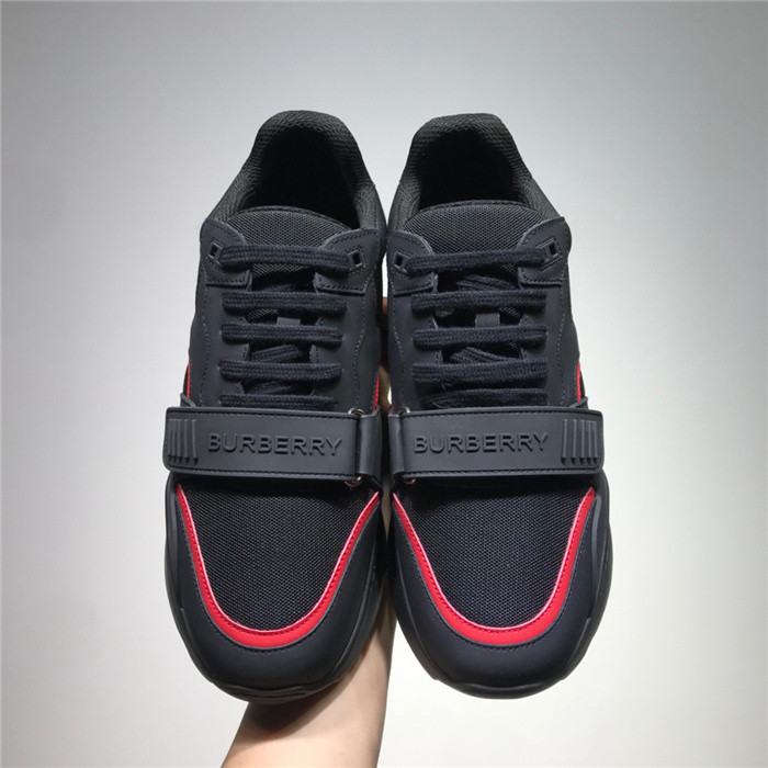 B**rry vintage check, leather and mesh sneakers