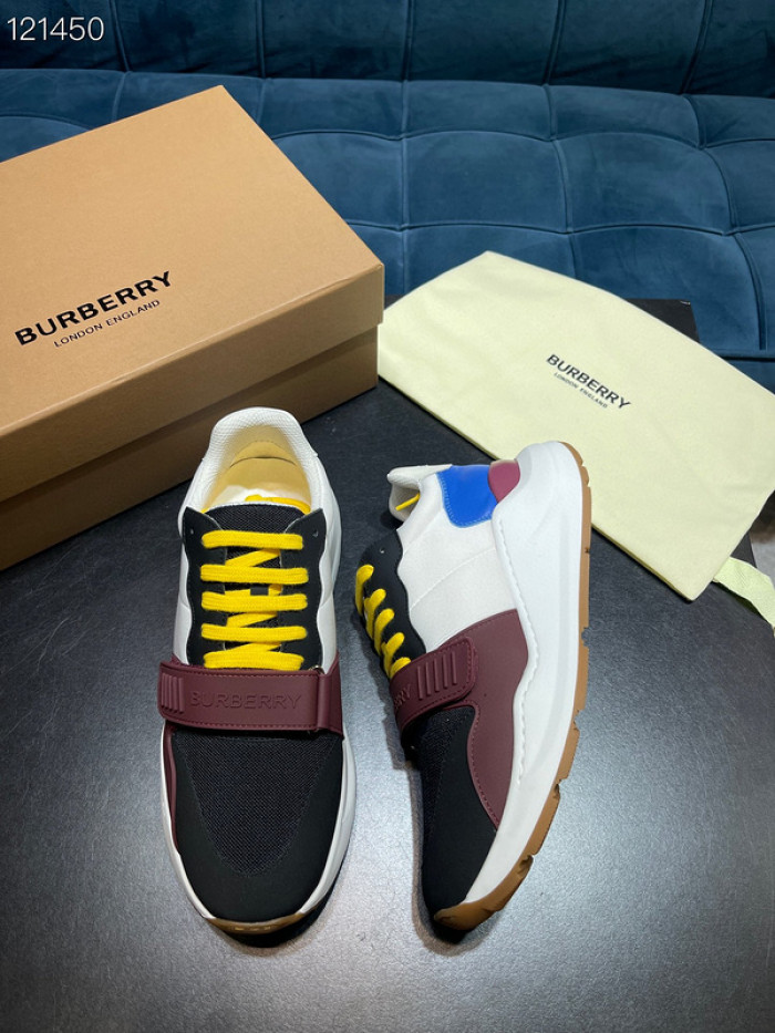 B**rry vintage check, leather and mesh sneakers